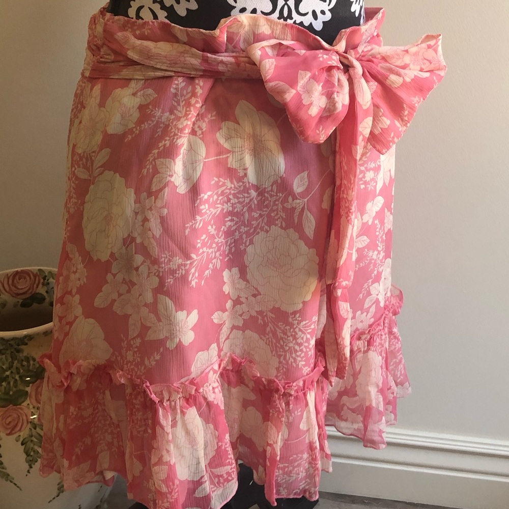 ❤️BNWT❤️ JOIE Pink Ivory Silk Vintage Floral Skirt - Picture 4 of 16